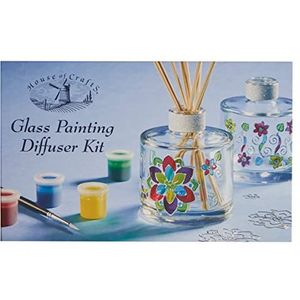 House Of Crafts - Glasverf Diffuser Craft Kit, met glazen geurverspreiderflessen, zilveren stickers, glasverf, rietstokken en kunstenaarsborstel, Starter Hobby Craft Set, uniek cadeau-idee