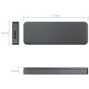 Externe behuizing voor M.2 NGFF-harde schijven met USB 3.1 GEN1-aansluiting, grijs, ideaal voor snelle gegevensoverdracht en effectieve bescherming van het apparaat.