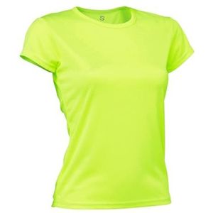 asioka 356/16 Dames Technisch T-shirt met korte mouwen voor dames, 356/16 AMARILLO FLUOR XL, fluorescerend geel, XL