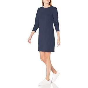 Amazon Essentials Ronde hals lange mouwen Franse Terry Fleece boven de knie jurk Sweatshirt, Navy, L