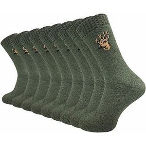 GAWILO Jagersokken voor heren (9 paar) | robuuste leger- en vrijetijdssokken met badstof voet voorkomt vorming van blaren en reguleert vocht (groen), groen + hert, 47/50 EU