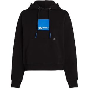 Karl Lagerfeld Jeans, Dames, Box Logo Hoodie, Regular Fit, Zwart, XL