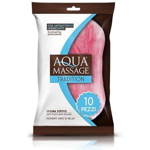 ARIX | 10 zachte lichaamssponzen met antibacteriële behandeling, massaspons uit de lijn Aqua Massage Tradition, douchespons en ontspannend bad - 10 stuks
