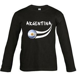 Supportershop T-shirt Argentinië, zwart, L/S, kinderen, voetbal-T-shirt, zwart