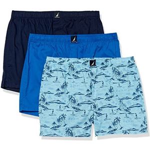 Nautica Boxershorts voor heren, Spinner Blauw/Peacoat/Tropical Scenic Print, XL