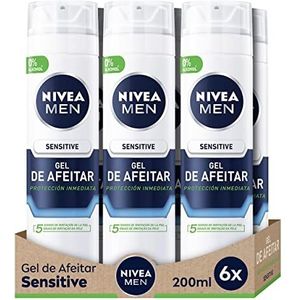 NIVEA MEN Sensitive Gel de Afeitar, 1 x 200 ml, gel de afeitado para piel sensible, gel facial con tecnología Ultra Glide para un afeitado libre de irritaciones