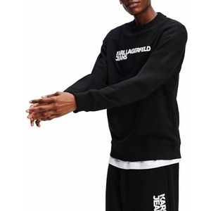 Karl Lagerfeld Jeans, Heren, Essential Logo Sweat, Regular Fit, Zwart, L