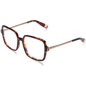 FURLA bril voor dames, Glanzend licht, Havana, bovendeel + bruine hoorn, 55