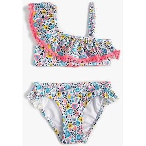 Koton Bikiniset Ruffle Detail One Shoulder Strappy Swim Trunks, blauw design (6d5), 3-4 Jaar