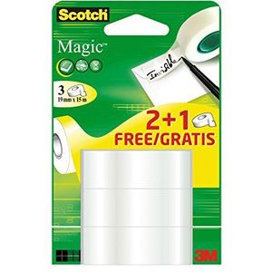 Scotch Promotion 8-1915R2+1 Plakband, 3 Rollen, Mat en Onzichtbaar Magic, 19 mm X 15 M