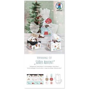 Ursus 51290000F - Verpakkingsset ""Sweet Advent"", 6 geschenkdozen in verschillende designs, incl. cellofaan zakje en label, voor koekjes, kerstkoekjes, kerststollen