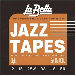 La Bella Jazz Tapes 600L, White Nylon, snaren voor elektrische gitaar/Jazz gitaar, Light, 012-056
