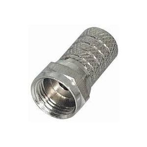 MANAX® F-stekker lengte 20 mm gekartelde versie vernikkeld voor kabel-Ø 6,0 mm - 10 stuks