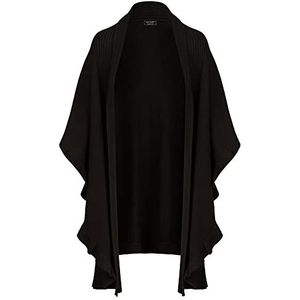 ApartFashion APART Gebreide poncho voor dames, met smalle volant cardigan, sweater, zwart, normaal, zwart, L