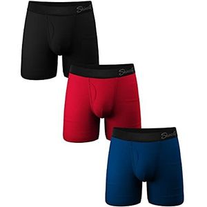 Ball Hangmat Heren Pouch Ondergoed | Boxer Slip met Gulp | 3 Pack, Zwart/Rood/Navy, L