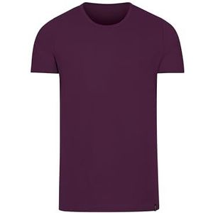 T-shirt van katoen/elastaan, aubergine, XXL