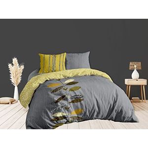 Calitex beddengoedset, 3-delig, 240 x 220 cm, vork, 100% katoen, olijf, 240 x 220 cm