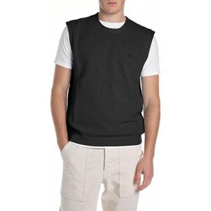 Replay Heren Regular Fit Pullunder met ronde hals van katoen, 098 Black, L