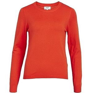 Object Objthess L/S gebreide trui met ronde hals, Cherry Tomato/Detail: melange, L