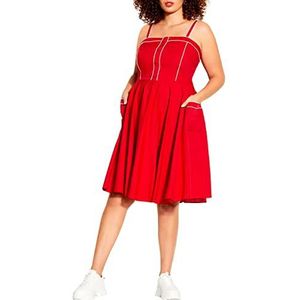 CITY CHIC Grote maten jurk Piping PIN UP, in Cherry ROOD, maat, 24, Kers Rood, 50 grote maten