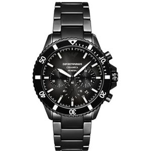 Emporio Armani herenhorloge quartz/chrono uurwerk 43mm kastmaat met een keramische armband AR70010
