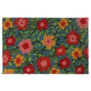 Relaxdays deurmat bloemen - kokosmat - voetmat - universeel - antislip - kleurrijk