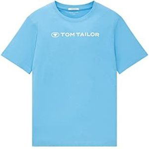 TOM TAILOR Jongens T-shirt voor kinderen met logoprint 1033787, 18395 - Rainy Sky Blue, 128