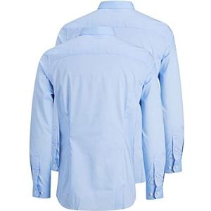 JACK & JONES heren overhemd, Cashmere Blue/Pack: wit, XS