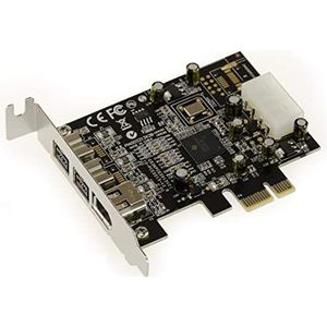 KALEA-INFORMATIQUE PCI Express Low Profile Firewire 800 en 400 IEEE1394A en IEEE1394B-controllerkaart (PCIe x1) - 2+1 uitgangen met TI XIO2213BZAY-chipset