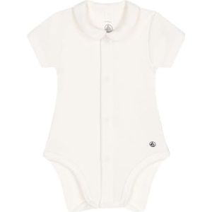 Petit Bateau Uniseks baby korte mouwen body met kraag, wit, 12 Maanden