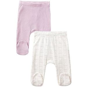 United Colors of Benetton Set van 2 broek 3FMG0F005, paars en crèmewit 24D, 74 unisex kinderen, Lilla E Bianco Panna 24d