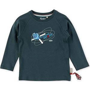 Sigikid Mini T-shirt met lange mouwen voor jongens van biologisch katoen, antraciet/wereldall, 98