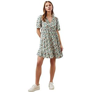 Trendyol Dames Veelkleurig bloemenpatroon Casual Jurk, Multi Color, 34