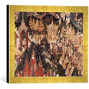 Fotolijst van 19e eeuw ""Siamesisch, bruiloft van de ouders Boeddha"", kunstdruk in hoogwaardige handgemaakte fotolijst, 40x30 cm, goud raya