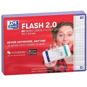 Oxford Flash 2.0 Flashcards A6 geruit 5mm paars pak 80 kaartjes