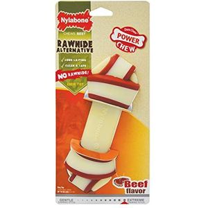 Nylabone 984102EU alternatief voor ruwe huid, knoopbeen, rundvleessmaak, voor grote honden (tot 23 kg), L