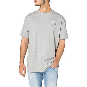 Urban Classics Heren T-shirt met golfprint Big Wave Tee, bovendeel voor mannen met motief op rug en borst in 2 kleuren, maten S-5XL, grijs, S