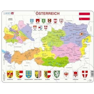 Larsen K41 Oostenrijk Politieke Kaart, Duits editie, Frame puzzel met 70 stukjes