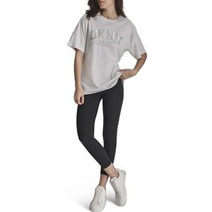 DKNY Dames Varsity Satin Logo Oversized Legging Tee, Optic Heather, XS, Optic Heather, XS