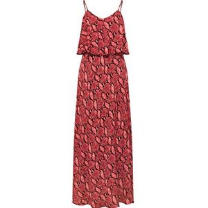 SIDONA Dames maxi-jurk met slangenprint 19222834-SI01, rood slang, XS, Maxi-jurk met slangenprint, XS