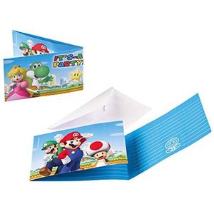 8 uitnodigingen en enveloppen ""Super Mario Bros"" voor kinderverjaardag of themafeest, uitnodigingskaarten voor kinderen Luigi Toad