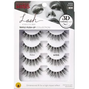 KISS Lash Couture Triple Push Up Collection Multipack, 3D Volume Valse Eyelashes, Triple Design Technology, Multi-Angle & Lengtes, Cruelty-Free, ContactLens Vriendly, Herbruikbaar, Stijl Robe, 4 paar
