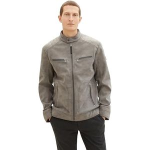 TOM TAILOR Heren 1024298 Jas, 26306-Stone Grey Fake Leather, S, 26306 - Stone Grey Fake Leather, S