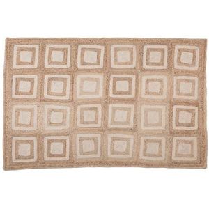 Ottoman - Tapijt van jute Nell 100% natuurlijke jutevezel - tapijt met hoge weerstand - handgeweven - tapijt voor woonkamer, eetkamer, slaapkamer, hal, natuur (60 x 120 cm)