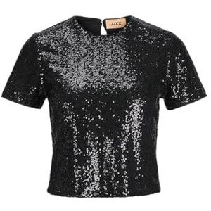 Jack & Jones JXMIA SS Sequin Top WVN, zwart, M