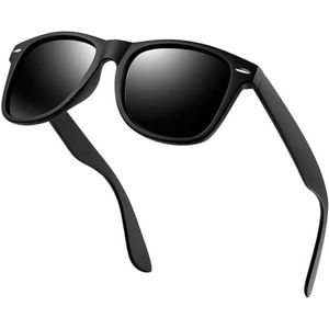 gepolariseerde zonnebril heren zwart klassieke retro mode zonnebril UV400 bescherming zonnebril dames auto zonnebril unisex (mat zwart)