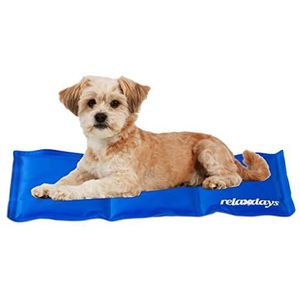Relaxdays koelmat hond, verkoeling, met gel, koeldeken voor huisdieren, verkoelende mat 20 x 35 cm, blauw