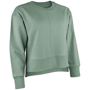 Nur Die Sweater Relax & Go Pullover Hoodie van katoen met zachte fleece aan de binnenkant ronde hals casual los sweatshirt dames, eucalyptus., M