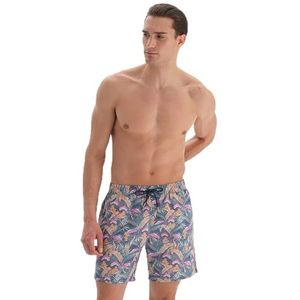 Dagi Heren bedrukte zwemshorts, Antraciet - Fushia, S