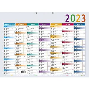 Exacompta - 34103E – kalender meerkleurig – 53 cm x 40,5 cm – halfjaarlijks 2023